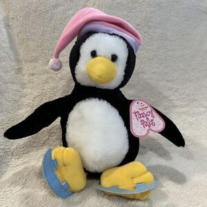 Aurora Fancy Pals Penguin Ice Skates Pink Santa Hat 12" Plush Stuffed Christmas